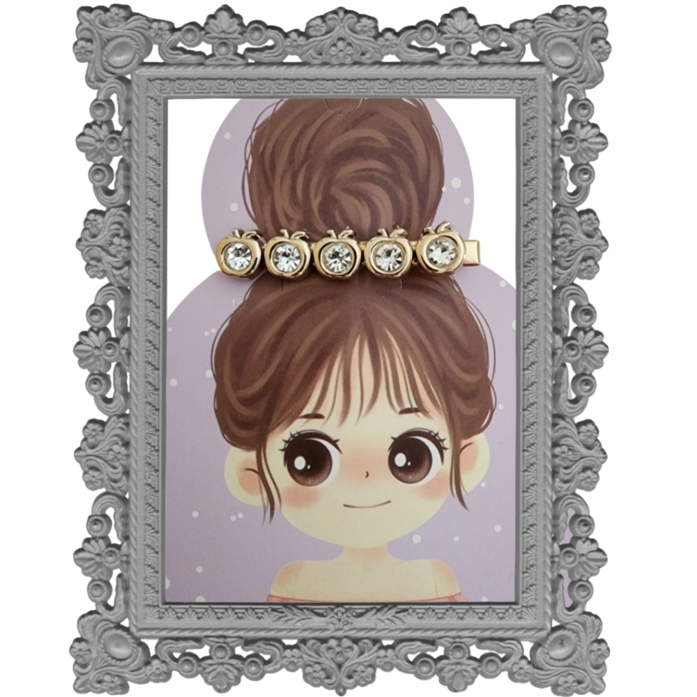 Gold Jeweled Apple Barrette